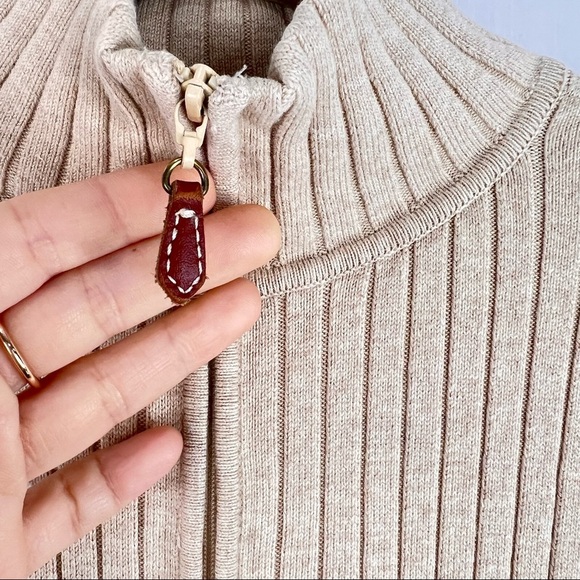 J. Mclaughlin Womens Full Zip Ribbed Tan Cardigan Size XL Closet Staple Casual - Picture 2 of 11